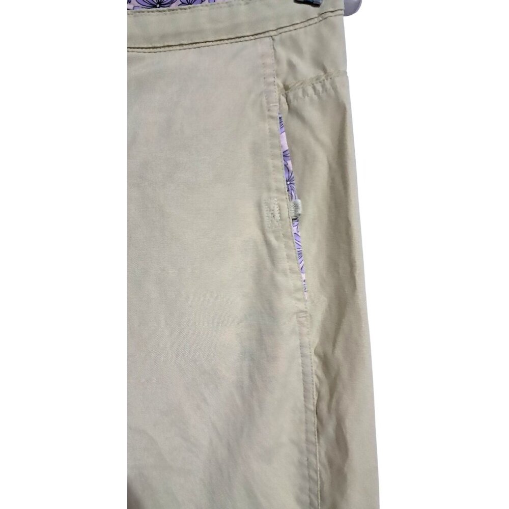 Meridian Expedition Cropped Pants Womens Size M Floral Lining Green Cotton & Nyl - Picture 5 of 9